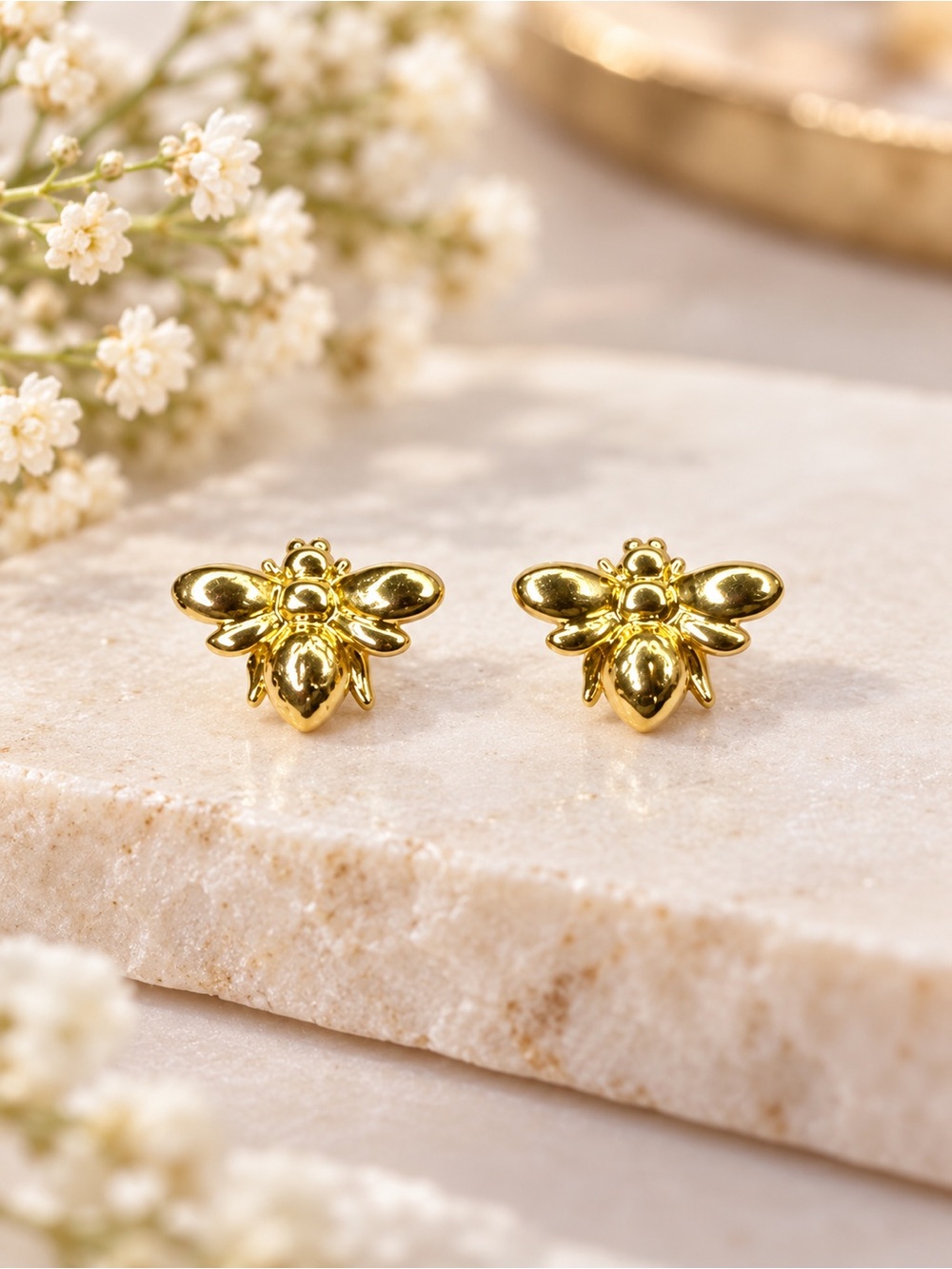 π Gold-Tone Bee Stud Earrings π